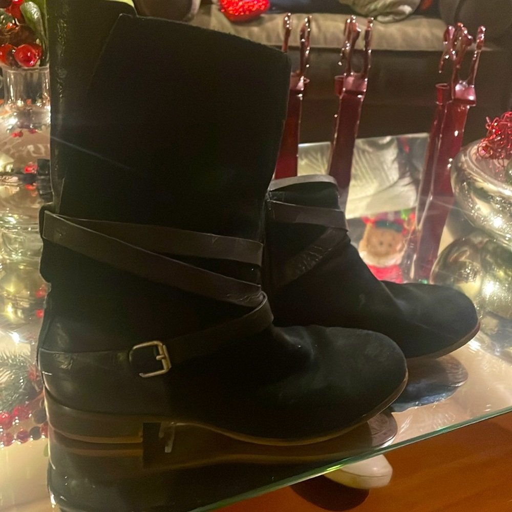 UGG black suede and leather bootie.